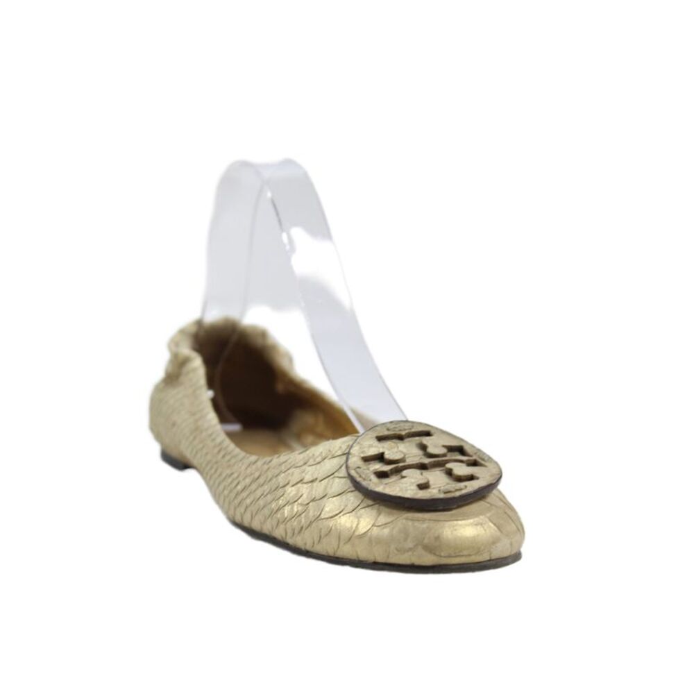 Tory Burch Womens Metallic Leather Slip On Ballet Flats Gold Size 7
